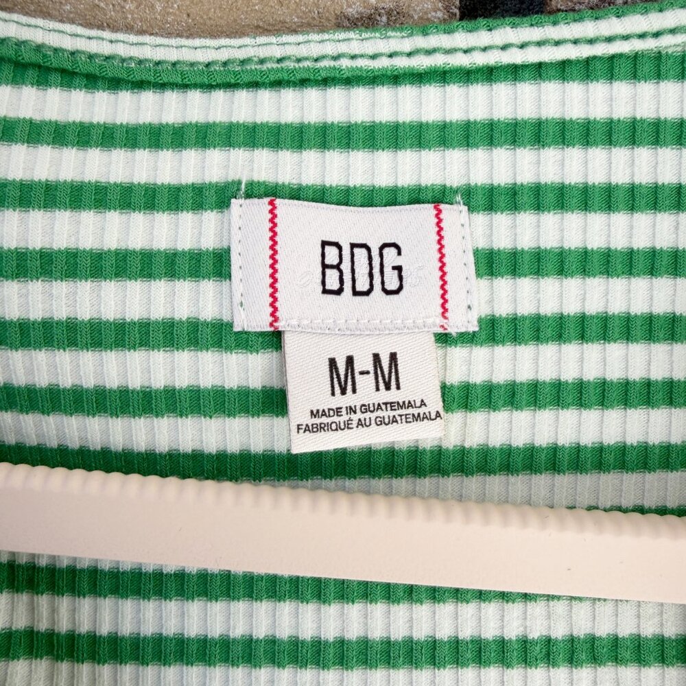 Urban Outfitters BDG Madi Ribbed V-Neck Striped Top Green/White Size M - Picture 6 of 9